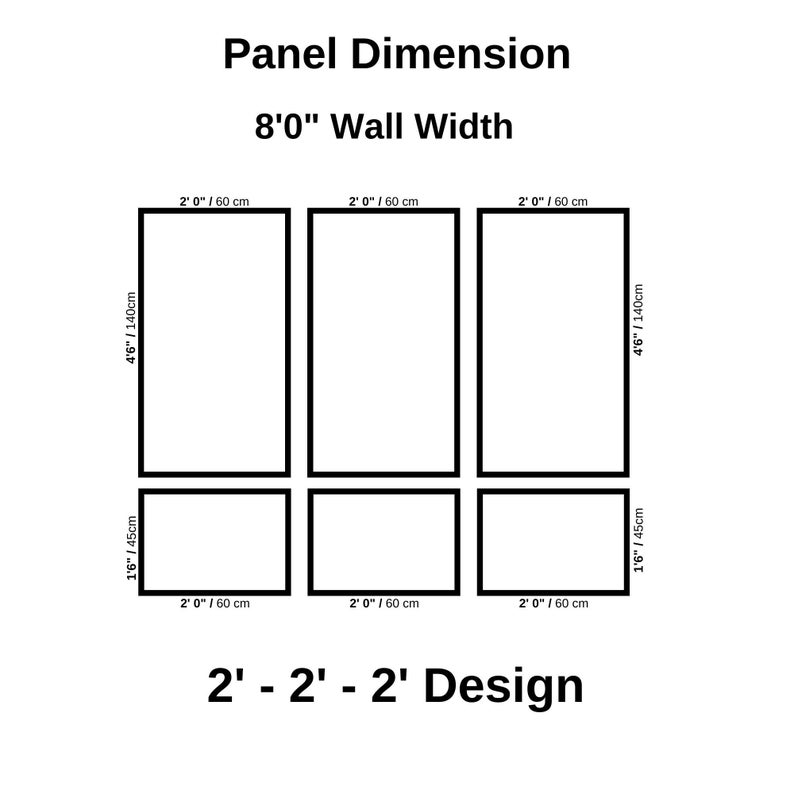 Primed Wall Moulding Kit Wainscoting Kit - Pre-cut Wall Paneling Kit - French Molding-Accent Wall Molding Trim - 3 Frames Design, Wall Kit 2'- 2'- 2'