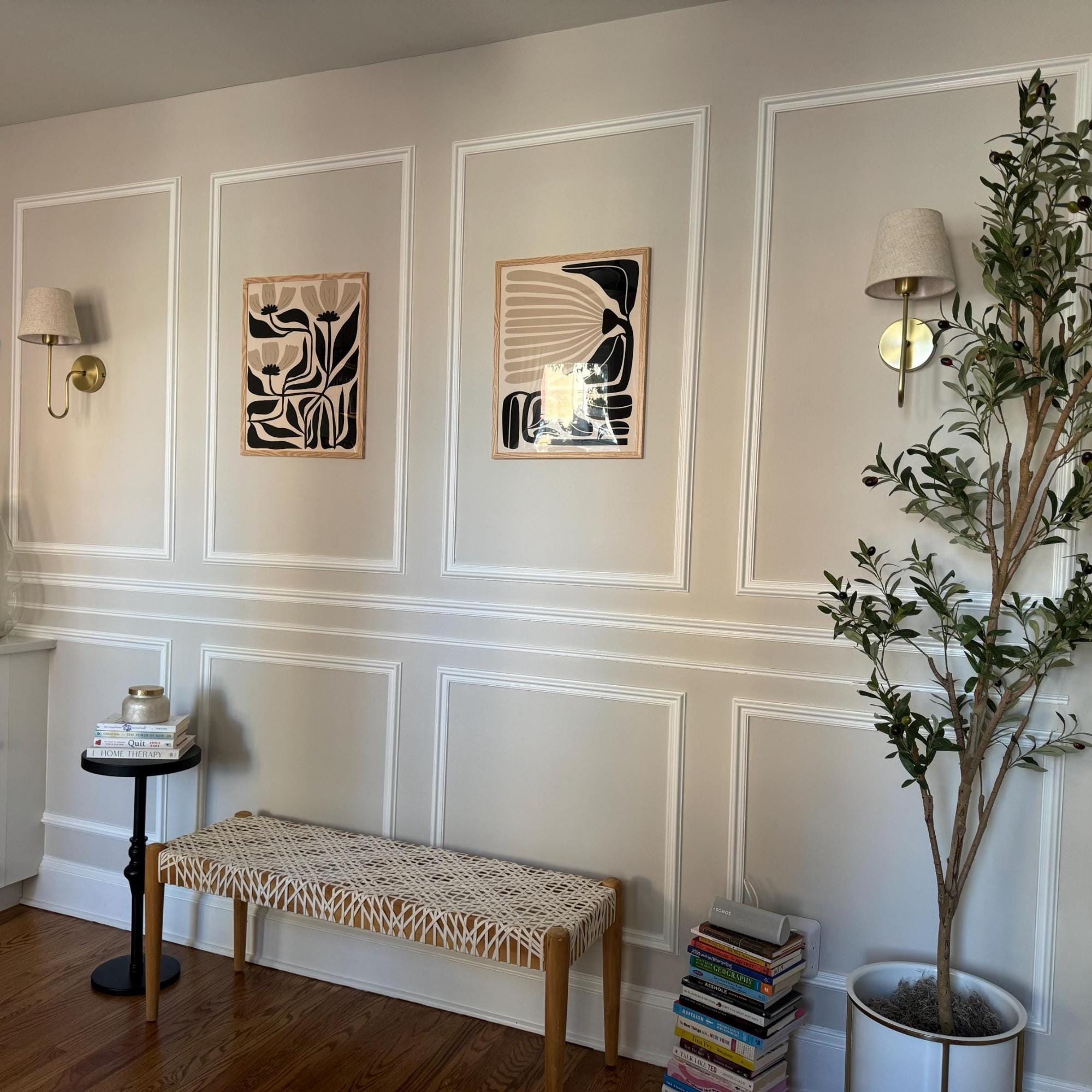 Umedol Wainscoting Wall Panel Kit - 6 Pre-Cut Molding Frames, Primer White, Easy DIY Accent Wall For Living Room Or Bedroom