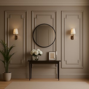 Kit de moldura de parede - Kit de painéis de parede pré-cortados - Pacote de moldura de parede - Pronto para instalar - Lambris - Design de 3 painéis aninhados - Parede de destaque
