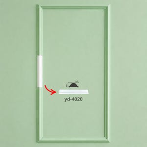 May include: A white molding strip labeled yd-4020, featuring a curved profile with a height of 0.5 inches and a width of 1.6 inches as indicated by the technical diagram. The molding is shown against a light green rectangular frame.