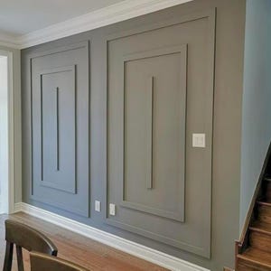 Wall Moulding Kit - Wall Molding Assembly - Pre-Cut Factory Primed-Accent Wall Panels -Flat Design Wall Molding All Edges precut, Wall Kit