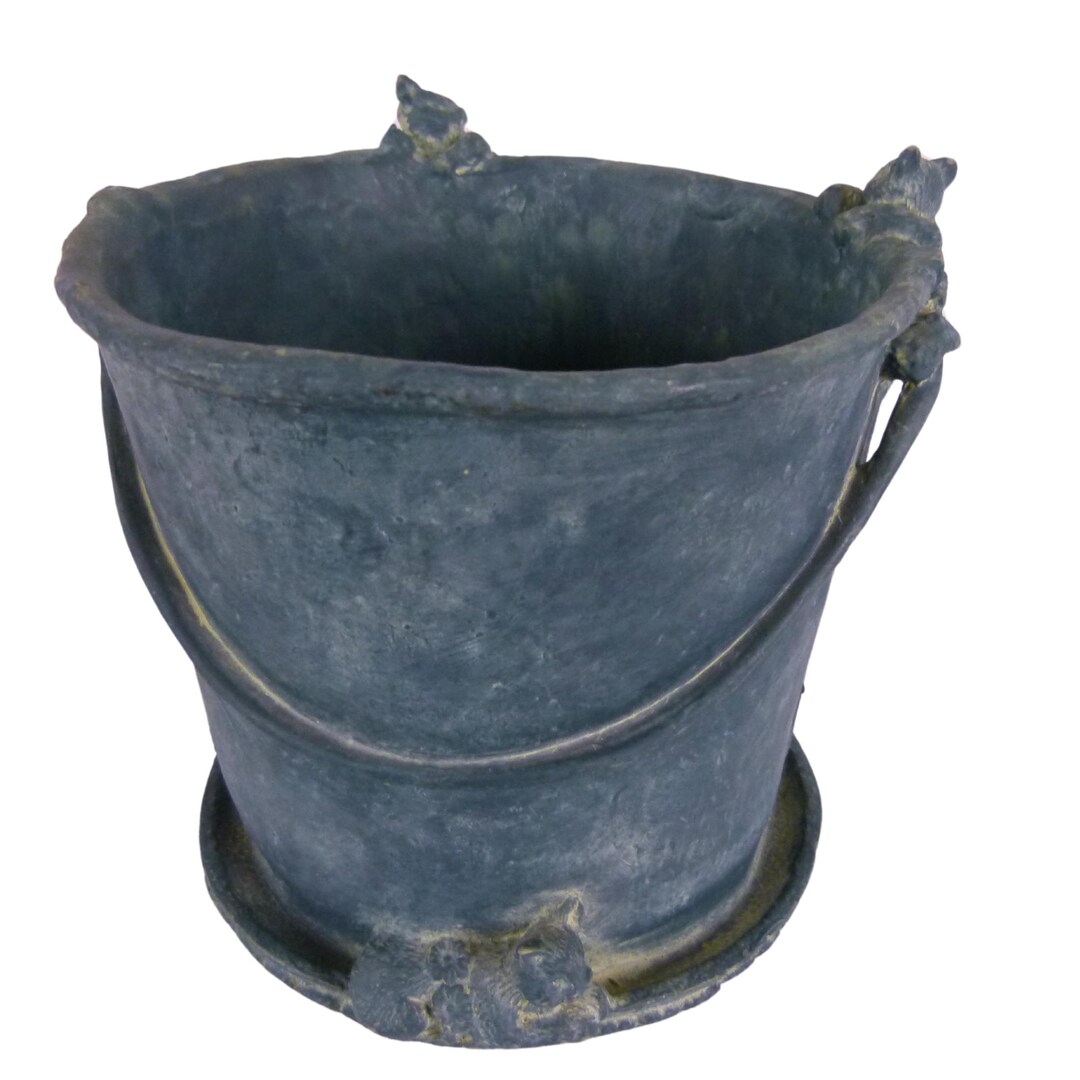 Vintage Cat Planter | Bucket With Handle Planter With Cats | Ceramic ...
