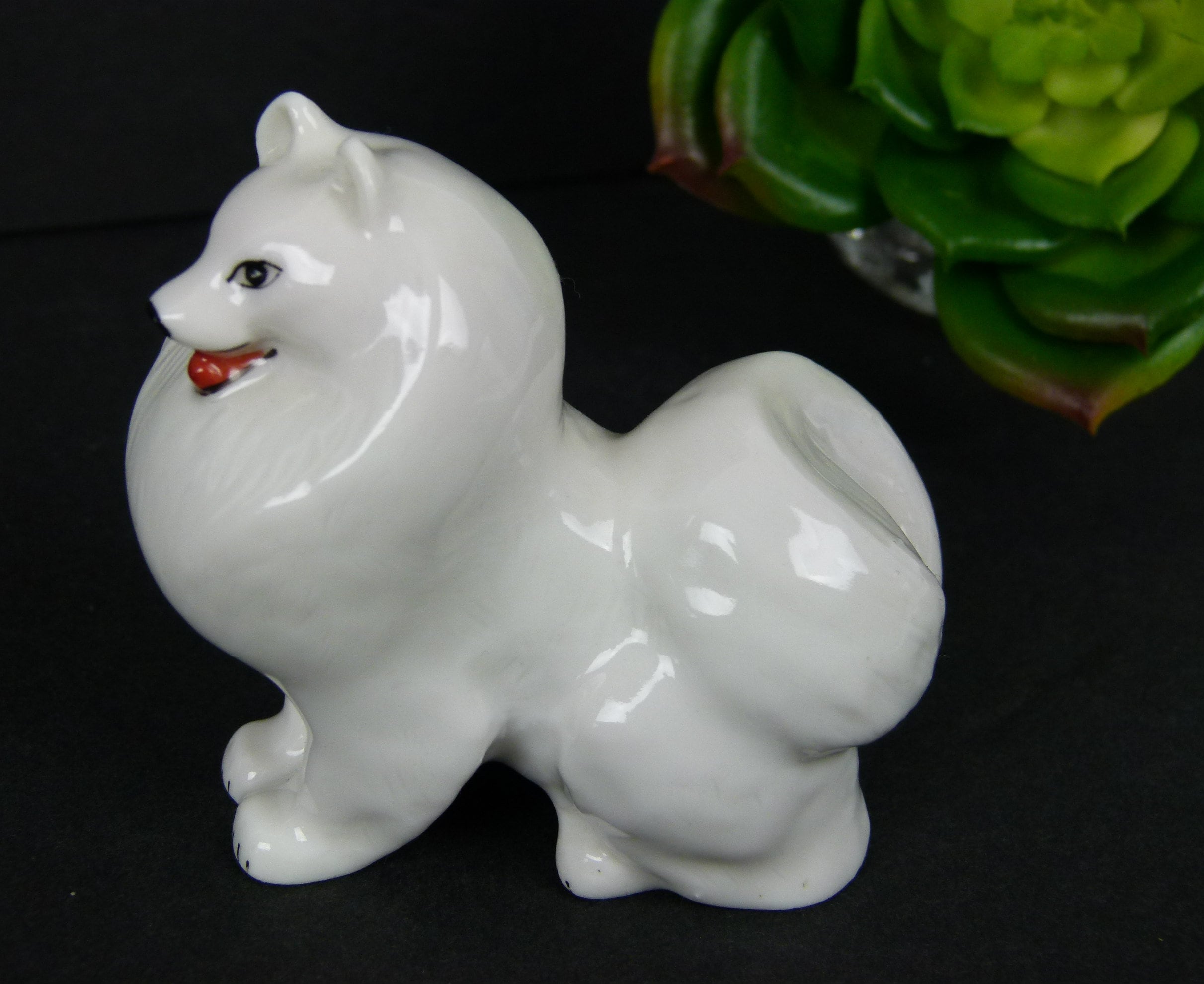 Vintage USSR DOG Russian LFZ Lomonosov White Porcelain | Samoyed