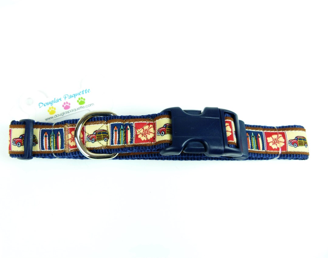 SURF WOODIE Dog Collar & Leash by Douglas Paquette Jacquard Ribbon Etsy