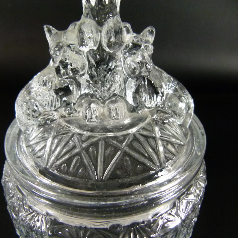 1930s Scottie Dog Pressed Glass Powder Vanity Jar Candy Dish by L.E ...