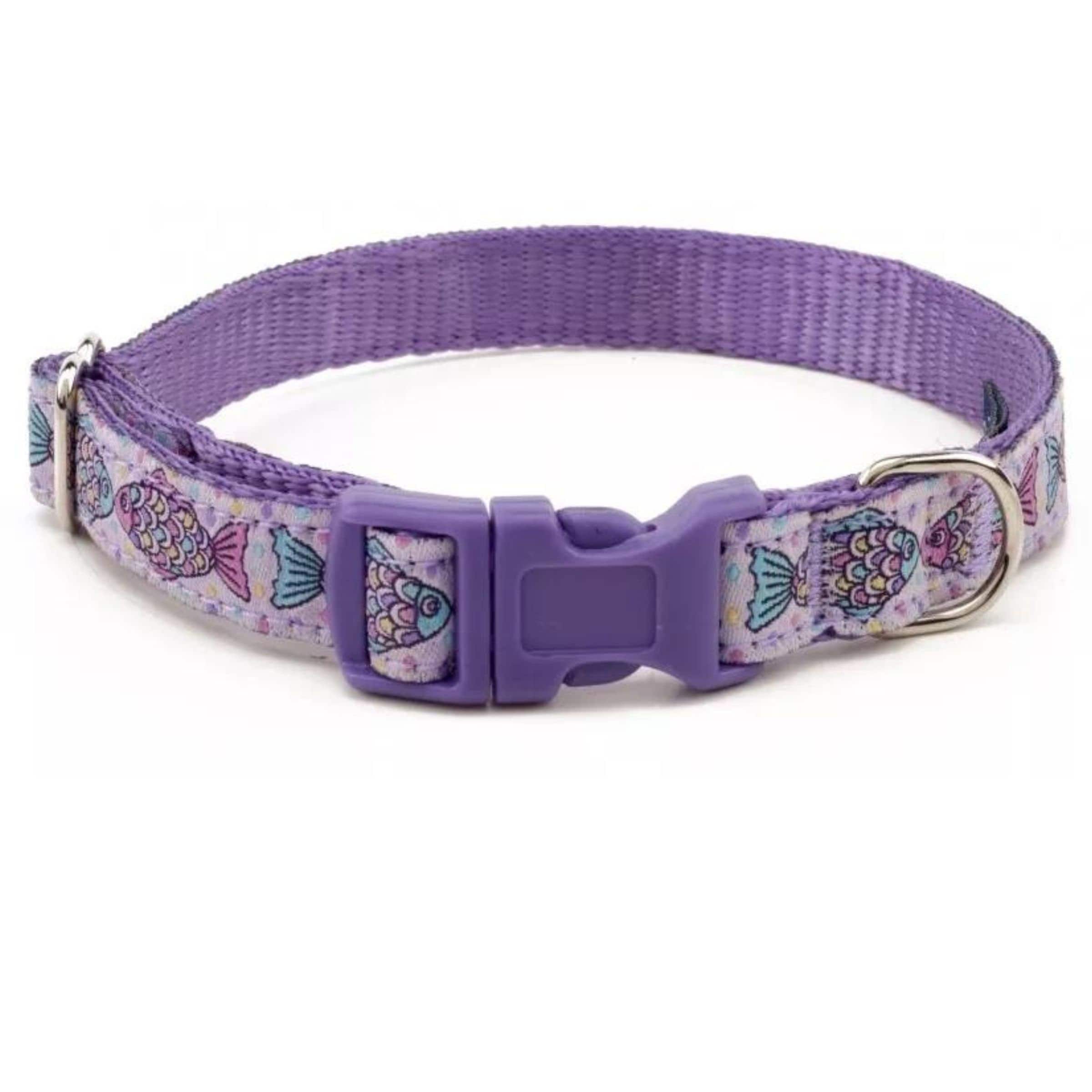 Douglas Paquette Dog Collars KISSING FISH Design Purple Webbing Lavender Ribbon Fish S XS Etsy