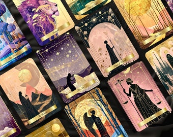 Ethereal Glow Tarot Deck with Guidebook, Unique Tarot Cards, 78 Tarot Cards, Custom Design, Oracle Deck, Tarot Deck