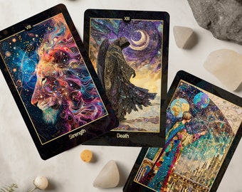 Cosmic Garden Tarot Deck with Guidebook, Unique Tarot Cards, 78 Tarot Cards, Custom Design, Oracle, Tarot Deck, Gold Edge Limited Edition