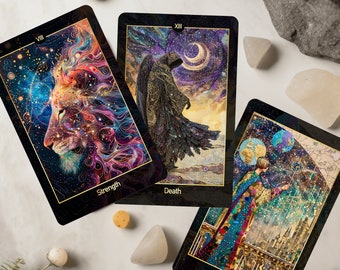 Cosmic Garden Tarot Deck with Guidebook, Unique Tarot Cards, 78 Tarot Cards, Custom Design, Oracle Deck, Tarot Deck