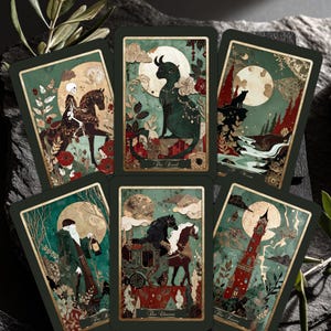 Gilded Era Tarot Deck: Vintage Blumenmuster mit Gold Akzenten, Grün & Rot