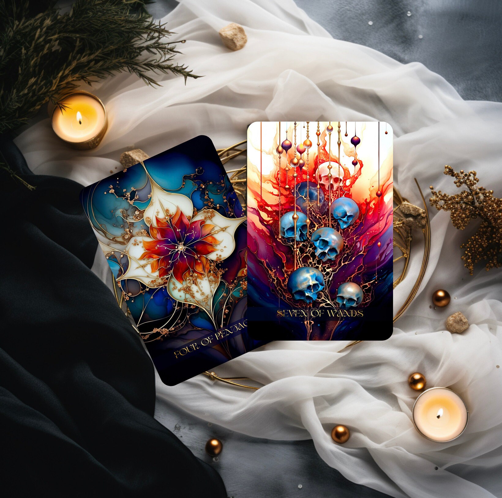 ガイドブック付きクレール・ド・ルーン タロットデッキ：手描き