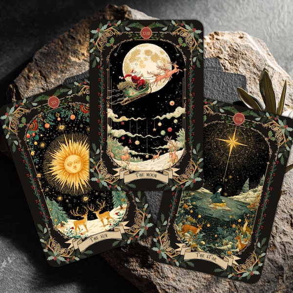 Baraja de Tarot WinterBell: 78 cartas con temática navideña y guía - Edición limitada