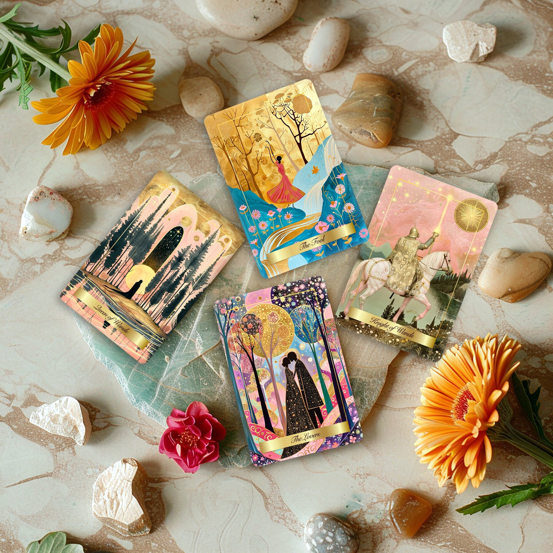 Ethereal Glow Tarot Deck with Guidebook, Unique Tarot Cards, 78 Tarot Cards, Custom Design, Tarot Deck, Gold Edges Limited Edition