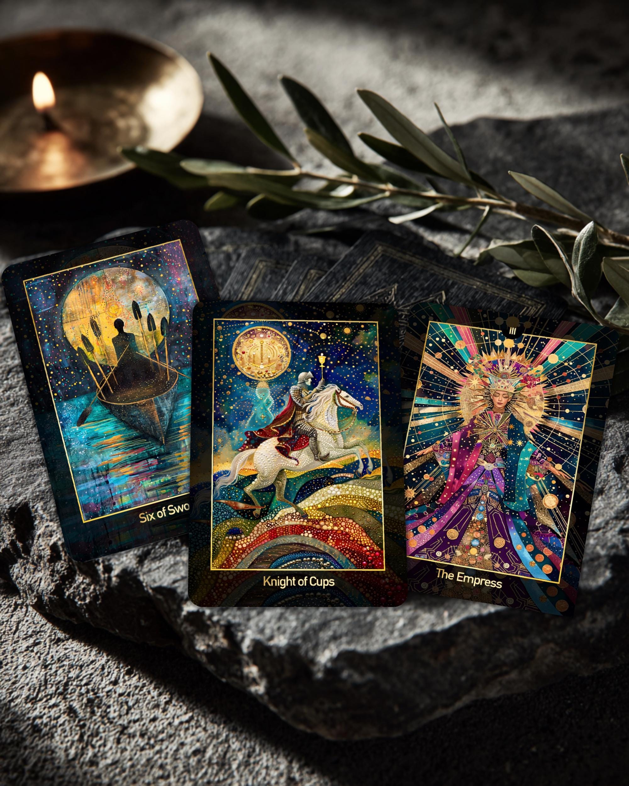 コズミックガーデンタロットデッキ：手描きイラストカード78枚、ガイド