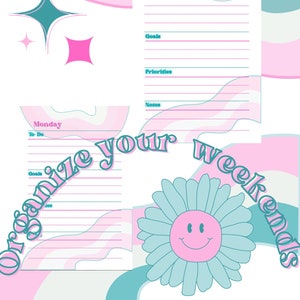 Cotton Candy Retro Weekend Planner