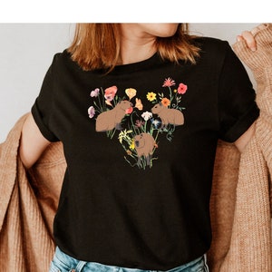 Capybara Flower Shirt | Capybara Shirt | Animal Lover Shirt | Capybara Gift | Pet Lover Gift | Flower Lover Gift | Cute Capybara