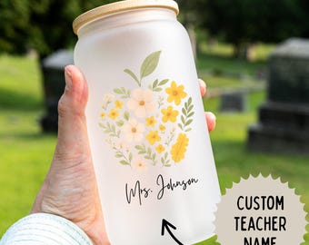 Custom Teacher Gift, Teacher Gifts, Teacher Glass Cup, Teacher Personalized Cup, Teacher Appreciation Gift, Teacher Glass Coffee