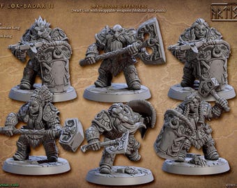 Dwarf Set Defenders of Lok-Badar II (Artisan Guild) Tabletop, RPG, Pathfinder, Dnd, Dwarf, King, Rider, Gryphon, Throne, Baldur's Gate