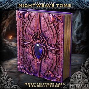 Spider Tome Book | Dice Holder | D20 | Dice Holder | 3D Printed | Tabletop RPG | Fates End | Dungeons and Dragons Accessories