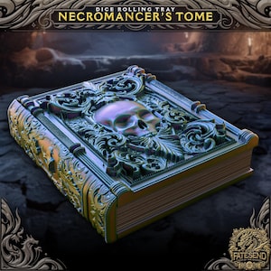 Necromancer Tome Book | Dice Holder | D20 | Dice Holder | 3D Printed | Tabletop RPG | Fates End | Dungeons and Dragons Accessories