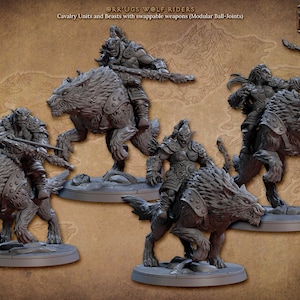 Nomad Rider Group / Wolf Group (Artisan Guild) Tabletop, RPG, Pathfinder, Dnd, Bear, Orc, Orge, Wolf, Worg, Cave, Baldurs Gate