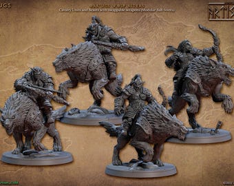 Nomad Rider Group / Wolf Group (Artisan Guild) Tabletop, RPG, Pathfinder, Dnd, Bear, Orc, Orge, Wolf, Worg, Cave, Baldurs Gate