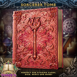 Sorcerer Tome Book | Dice Holder | D20 | Dice Holder | 3D Printed | Tabletop RPG | Fates End | Dungeons and Dragons Accessories
