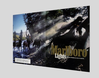 Vintage 1994 Marlboro Country Poster | Magazine Ad Poster Wall Art Cigarette Ad Gifts for Him 1994 Cowboy Poster Marlboro Country Man Poster