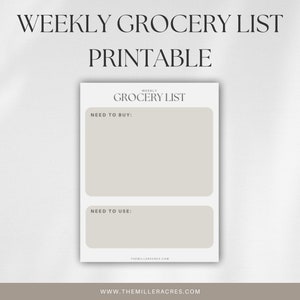 Weekly Grocery List Planner Printable
