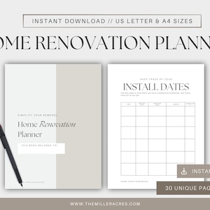Home Renovation Printable Planner - Etsy