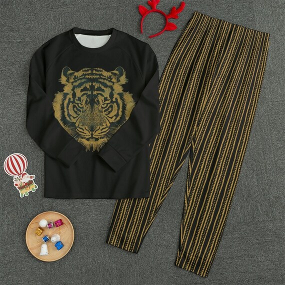 Tiger Pajamas Matching Pajama Set Unisex Pajama Set Polyester Pajamas Family Matching Set Winter Pajamas Tiger Pajama Pants