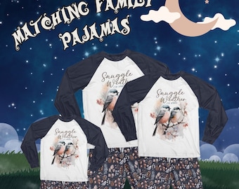 Snuggle Weather Winter Pajamas, Matching Family Pajamas, Mommy and Me Pajamas, Gift for her, Kids Pajamas, Bird Pajamas