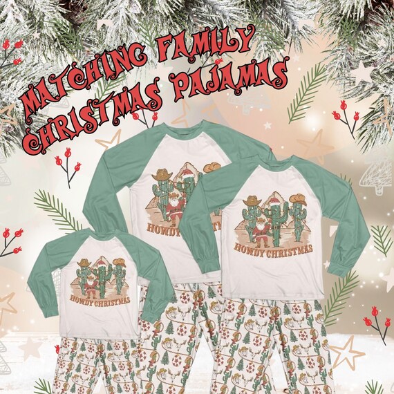Howdy Christmas Western Matching Family Christmas Pajamas Santa Pajamas Lightweight Christmas Pajamas Retro Western Christmas Etsy UK