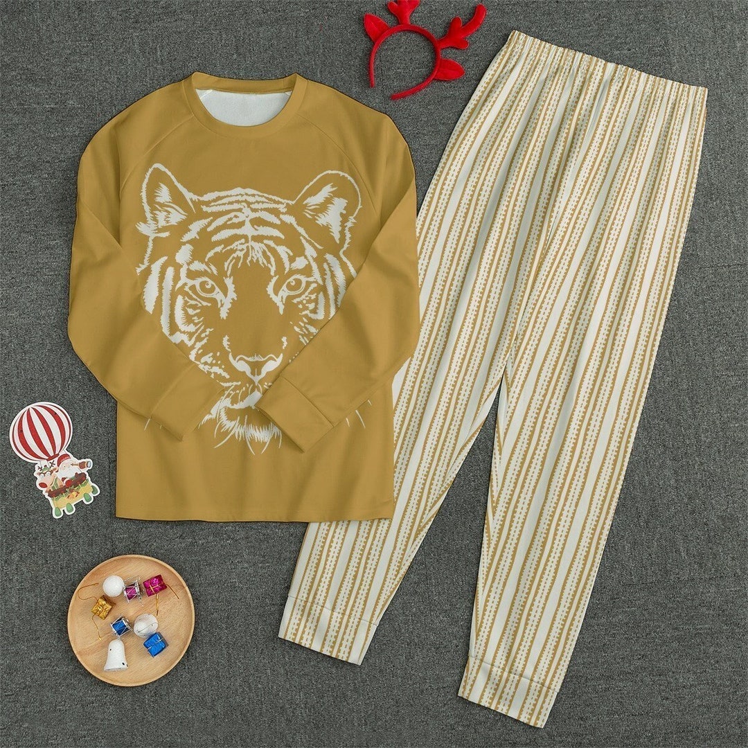 Tiger Pajamas, Matching Pajama Set, Unisex Pajama Set, Polyester