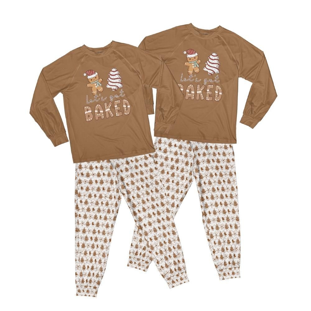 Gingerbread Matching Family Christmas Pajamas, Christmas Tree Cake Pajamas, Family Matching