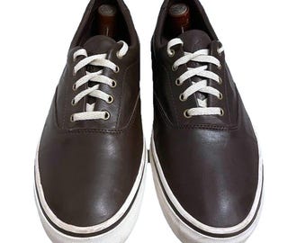 Polo Ralph Lauren Jermain Leather Lace Up Sneaker Shoe Men 12D Brown Preppy