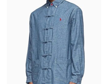 Polo Ralph Lauren CLOT Japanese Chambray Chinese Shirt Chore Coat Men Small Blue