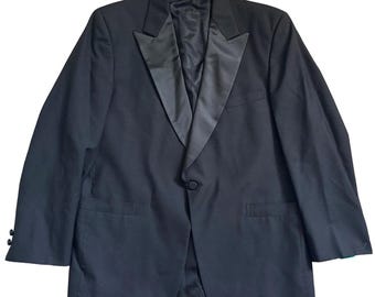 Vtg Brooks Brothers Wool Tuxedo Jacket Men 42R L Black Peak Lapel Made in USA