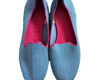 Rothy's The Loafer Slip On Flat Shoe Women 7 Blue Washable Lightweight Travel
