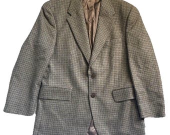 Vtg Chaps Ralph Lauren 100% wełniana flanelowa sportowa marynarka męska 42S brązowa w pepitkę
