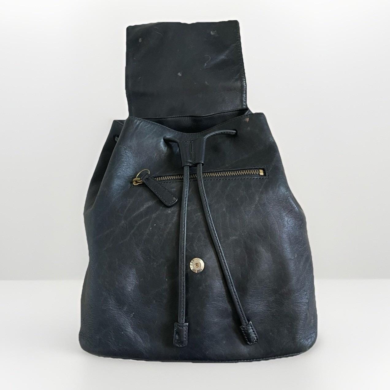 Vintage Coach Y2K 100% Leather Daypack Backpack Gold Brass 