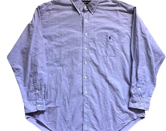 90s Polo Ralph Lauren BIG SHIRT Oxford Button Down Men XL Purple Oversize Cotton