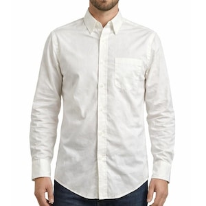 Vintage jaren 70 Van Heusen katoenen overhemd met knoopsluiting M crème gemaakt in de VS