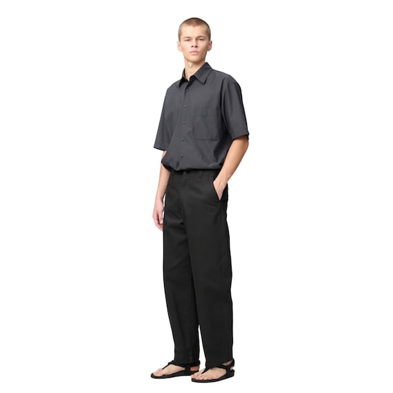 Lemaire, Lemaire Uniqlo U Wide Fit Barrel Chino Pants Men 35 Black 100% Cotton Utility