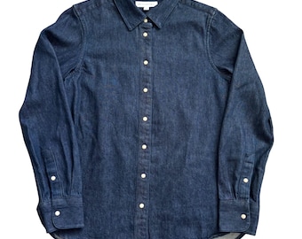 Banana Republic The Perfect Dark Denim Snap Shirt Women XS Western Heavyweight