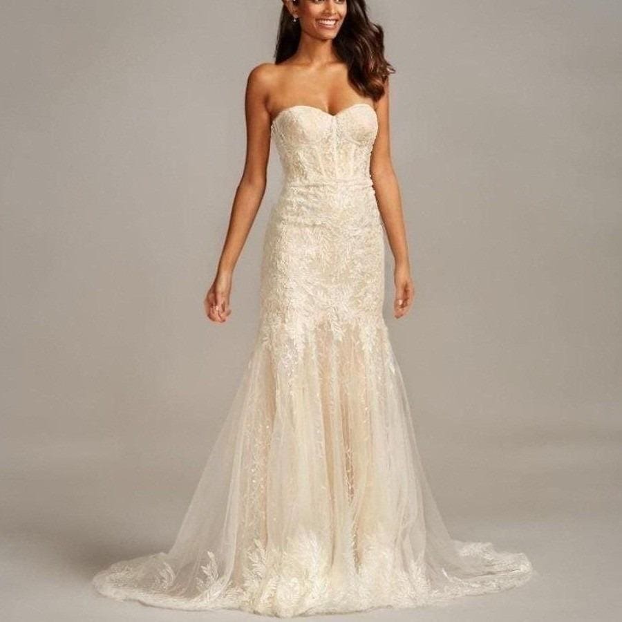 melissa sweet scalloped a line wedding dress Gowns Size:FS backless dress for prom Bodice Wedding Gown Has Medium