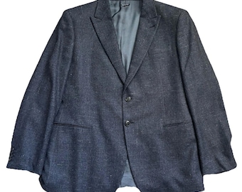 Giorgio Armani Wool Linen Cashmere Silk Sportcoat Men US 46 Navy Donegal Italy