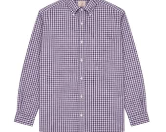 Vtg J.Press Oxford Button Down Shirt Men Small Purple Plaid 100% Cotton Poplin