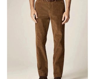 J.Crew Oarsman Corduroy Straight Chino Pant Men 38x32 Khaki Tan Brown Stretch