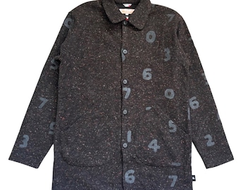 SOU SOU Le Coq Sportif Felt Chore Coat Men Small Brown  Printed Made in Japan